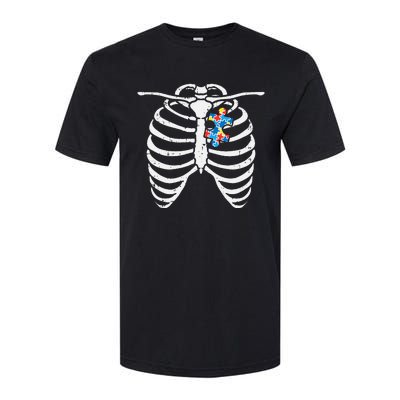 Autism Awareness Puzzle Skeleton Xray Halloween Costume Softstyle CVC T-Shirt