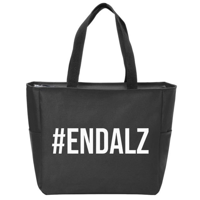Alzheimer's Awareness Purple Ribbon Dementia Mom Dad Grandpa Zip Tote Bag