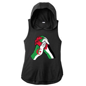 Algeria And Palestine Hands Ladies PosiCharge Tri-Blend Wicking Draft Hoodie Tank