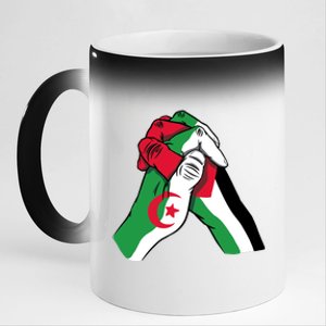 Algeria And Palestine Hands 11oz Black Color Changing Mug