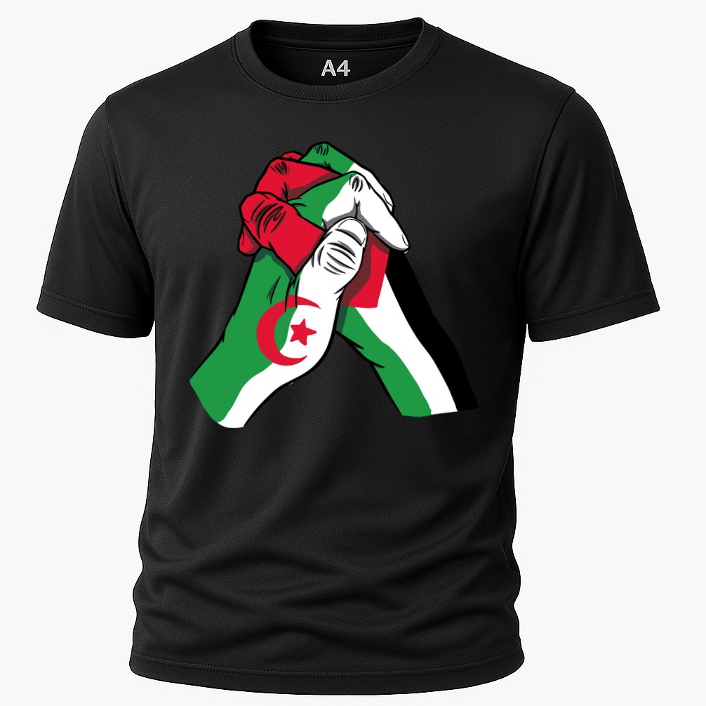 Algeria And Palestine Hands Cooling Performance Crew T-Shirt