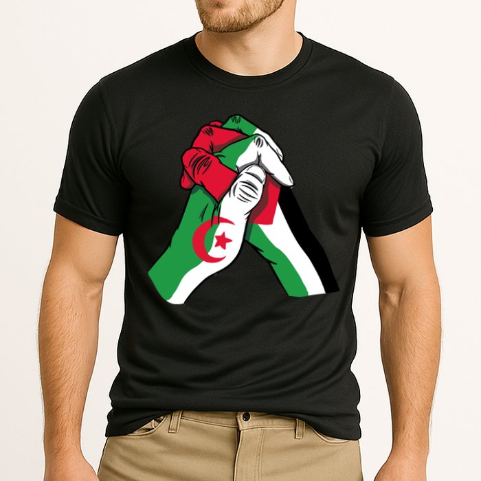 Algeria And Palestine Hands Cooling Performance Crew T-Shirt