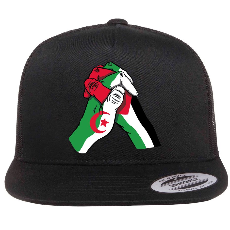 Algeria And Palestine Hands Flat Bill Trucker Hat