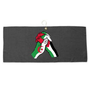 Algeria And Palestine Hands Large Microfiber Waffle Golf Towel