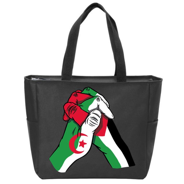 Algeria And Palestine Hands Zip Tote Bag