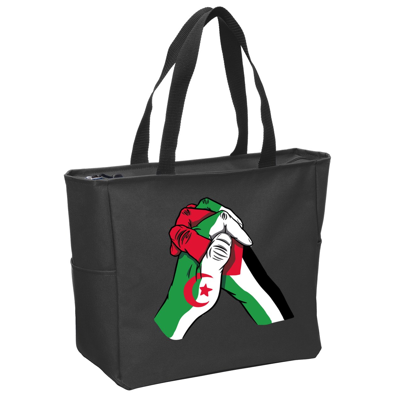 Algeria And Palestine Hands Zip Tote Bag