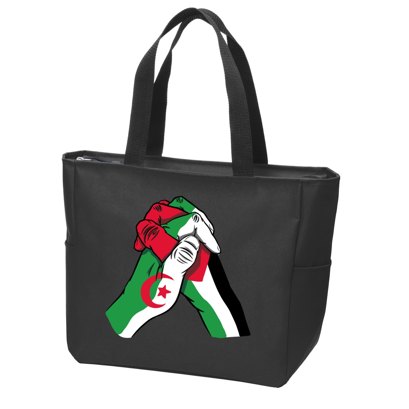Algeria And Palestine Hands Zip Tote Bag