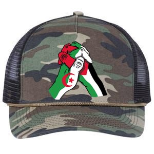 Algeria And Palestine Hands Retro Rope Trucker Hat Cap