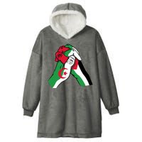 Algeria And Palestine Hands Hooded Wearable Blanket