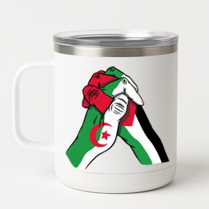 Algeria And Palestine Hands 12 oz Stainless Steel Tumbler Cup