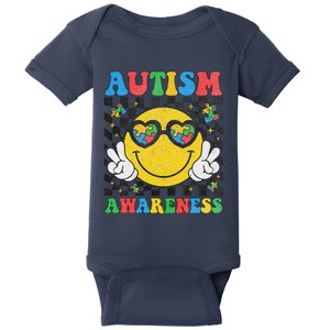 Autism Awareness Puzzle Piece Smile Face Autism Mom Dad Baby Bodysuit