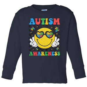 Autism Awareness Puzzle Piece Smile Face Autism Mom Dad Toddler Long Sleeve Shirt