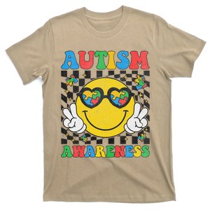 Autism Awareness Puzzle Piece Smile Face Autism Mom Dad T-Shirt