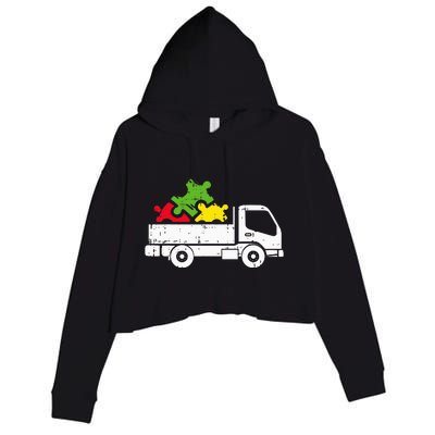 Autism Awareness Puzzle Piece Truck Autistic Crop Fleece Hoodie