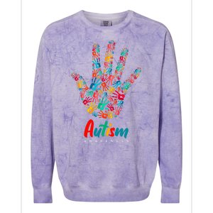 Autism Awareness Painted Hand Prints Colorblast Crewneck Sweatshirt