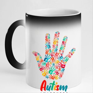 Autism Awareness Painted Hand Prints 11oz Black Color Changing Mug