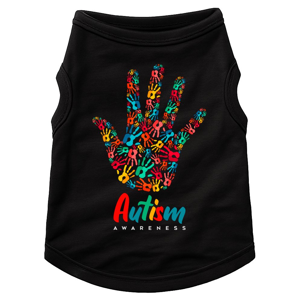 Autism Awareness Painted Hand Prints Doggie Tank