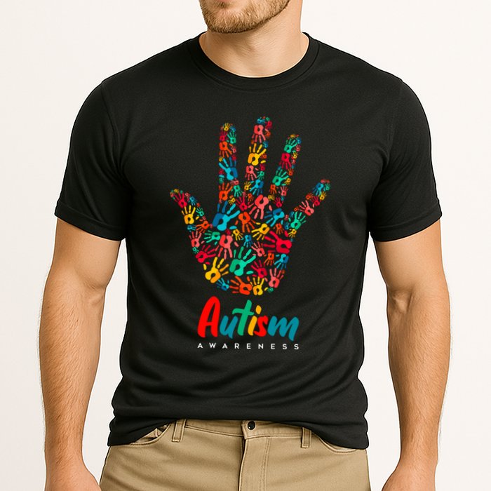 Autism Awareness Painted Hand Prints Cooling Performance Crew T-Shirt