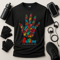 Autism Awareness Painted Hand Prints Cooling Performance Crew T-Shirt