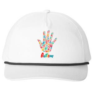 Autism Awareness Painted Hand Prints Snapback Five-Panel Rope Hat