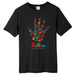 Autism Awareness Painted Hand Prints Tall Fusion ChromaSoft Performance T-Shirt