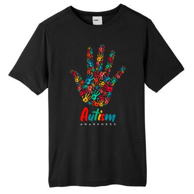 Autism Awareness Painted Hand Prints Tall Fusion ChromaSoft Performance T-Shirt