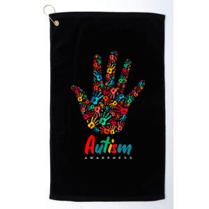 Autism Awareness Painted Hand Prints Platinum Collection Golf Towel