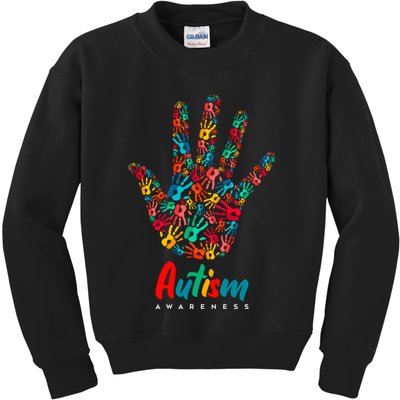 Autism Awareness Painted Hand Prints Kids Sweatshirt