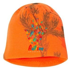 Autism Awareness Painted Hand Prints Kati - Camo Knit Beanie