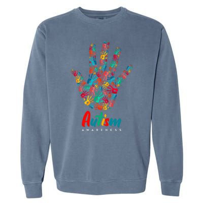 Autism Awareness Painted Hand Prints Garment-Dyed Sweatshirt