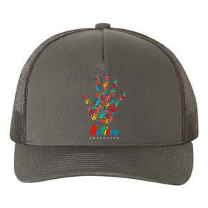 Autism Awareness Painted Hand Prints Yupoong Adult 5-Panel Trucker Hat