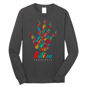 Autism Awareness Painted Hand Prints Long Sleeve Shirt