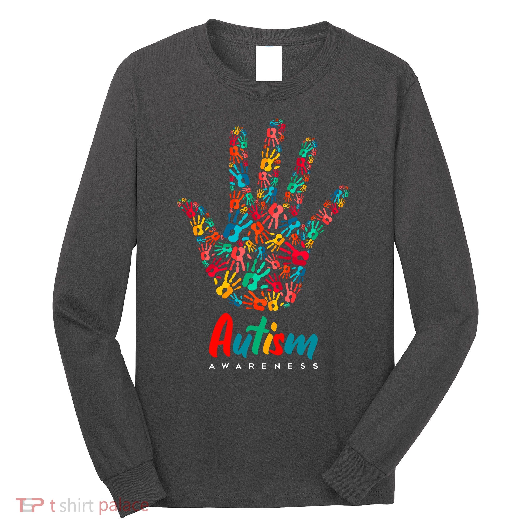 Autism Awareness Painted Hand Prints Long Sleeve Shirt