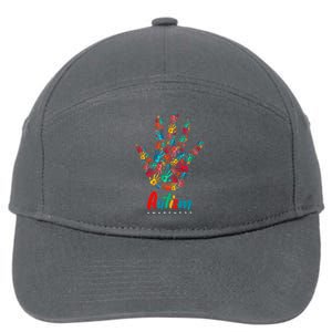 Autism Awareness Painted Hand Prints 7-Panel Snapback Hat