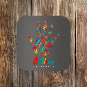 Autism Awareness Painted Hand Prints Coaster