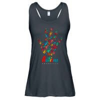 Autism Awareness Painted Hand Prints Ladies Essential Flowy Tank