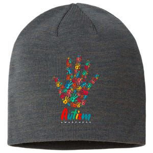 Autism Awareness Painted Hand Prints Sustainable Beanie