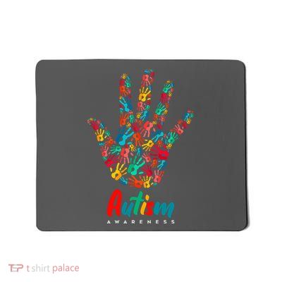 Autism Awareness Painted Hand Prints Mousepad