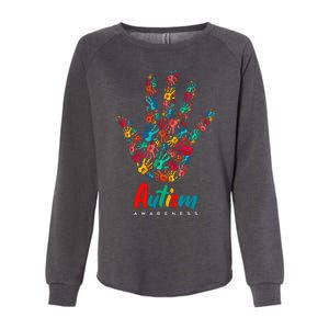 Autism Awareness Painted Hand Prints Womens California Wash Sweatshirt