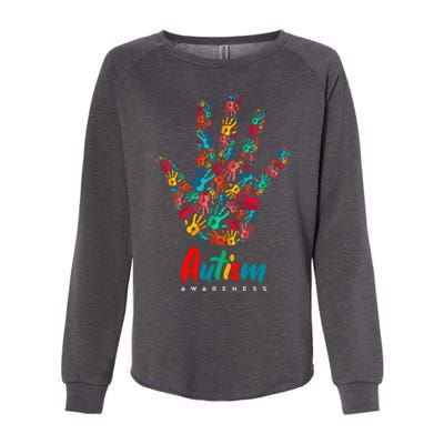 Autism Awareness Painted Hand Prints Womens California Wash Sweatshirt