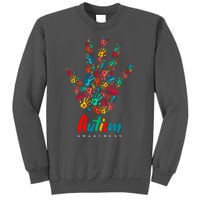 Autism Awareness Painted Hand Prints Tall Sweatshirt