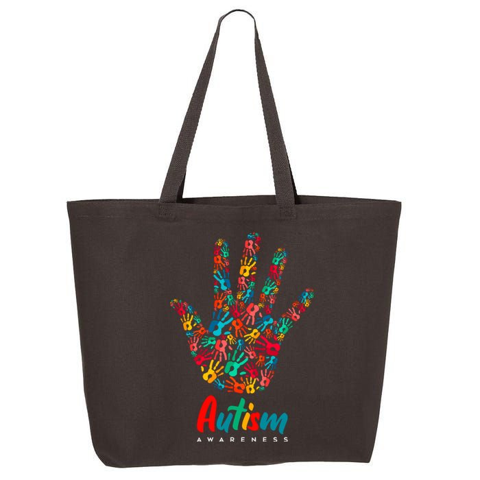 Autism Awareness Painted Hand Prints 25L Jumbo Tote