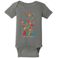 Autism Awareness Painted Hand Prints Baby Bodysuit