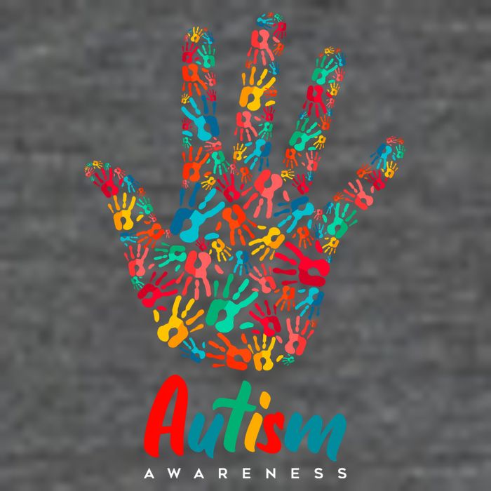 Autism Awareness Painted Hand Prints Baby Bodysuit