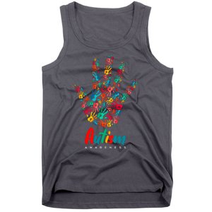 Autism Awareness Painted Hand Prints Tank Top