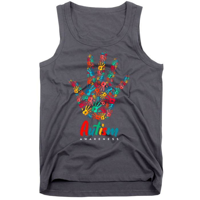 Autism Awareness Painted Hand Prints Tank Top