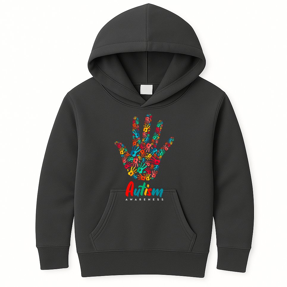 Autism Awareness Painted Hand Prints Kids Hoodie