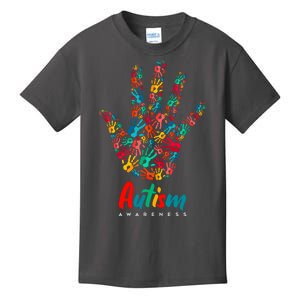 Autism Awareness Painted Hand Prints Kids T-Shirt