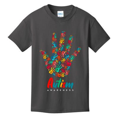 Autism Awareness Painted Hand Prints Kids T-Shirt