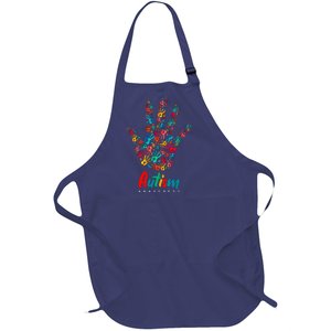 Autism Awareness Painted Hand Prints Full-Length Apron With Pockets